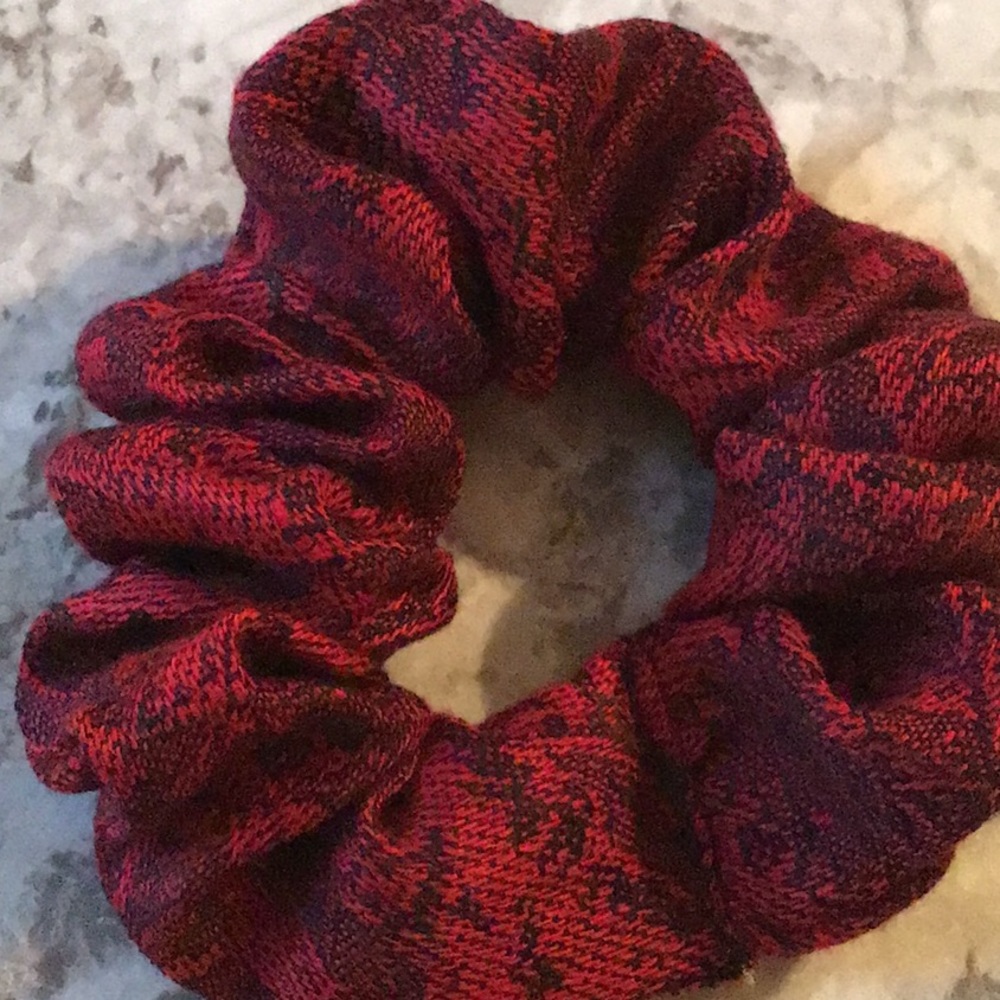 Red black pashmina Scarf scrunchie Christmas party